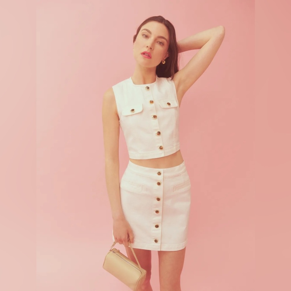 Reformation Cher Denim Two Piece Set